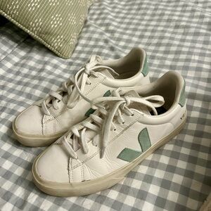 Veja Women's White and Sage Sneakers